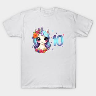 I am 10 with unicorn - girl birthday 10 years old T-Shirt